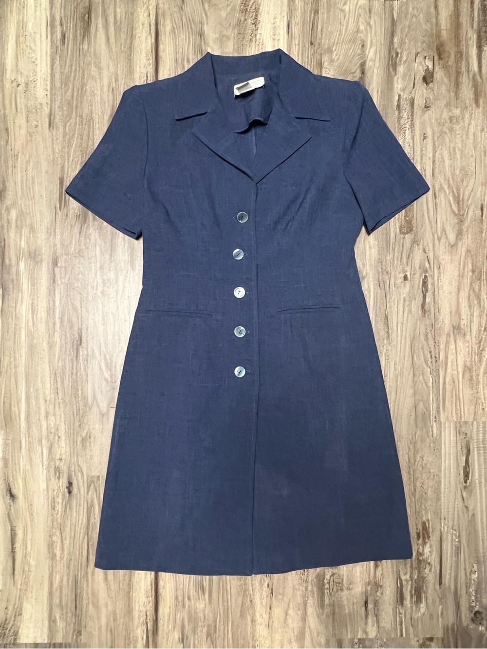 S.L. Fashions Navy Short-Sleeve Button Front Mini Dress